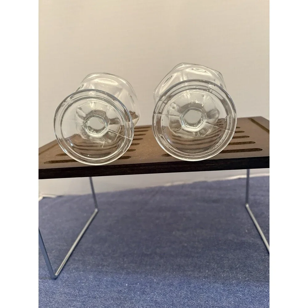 Two Vintage Anchor Hocking Clear Glass Footed Sherbet or Dessert Glasses.